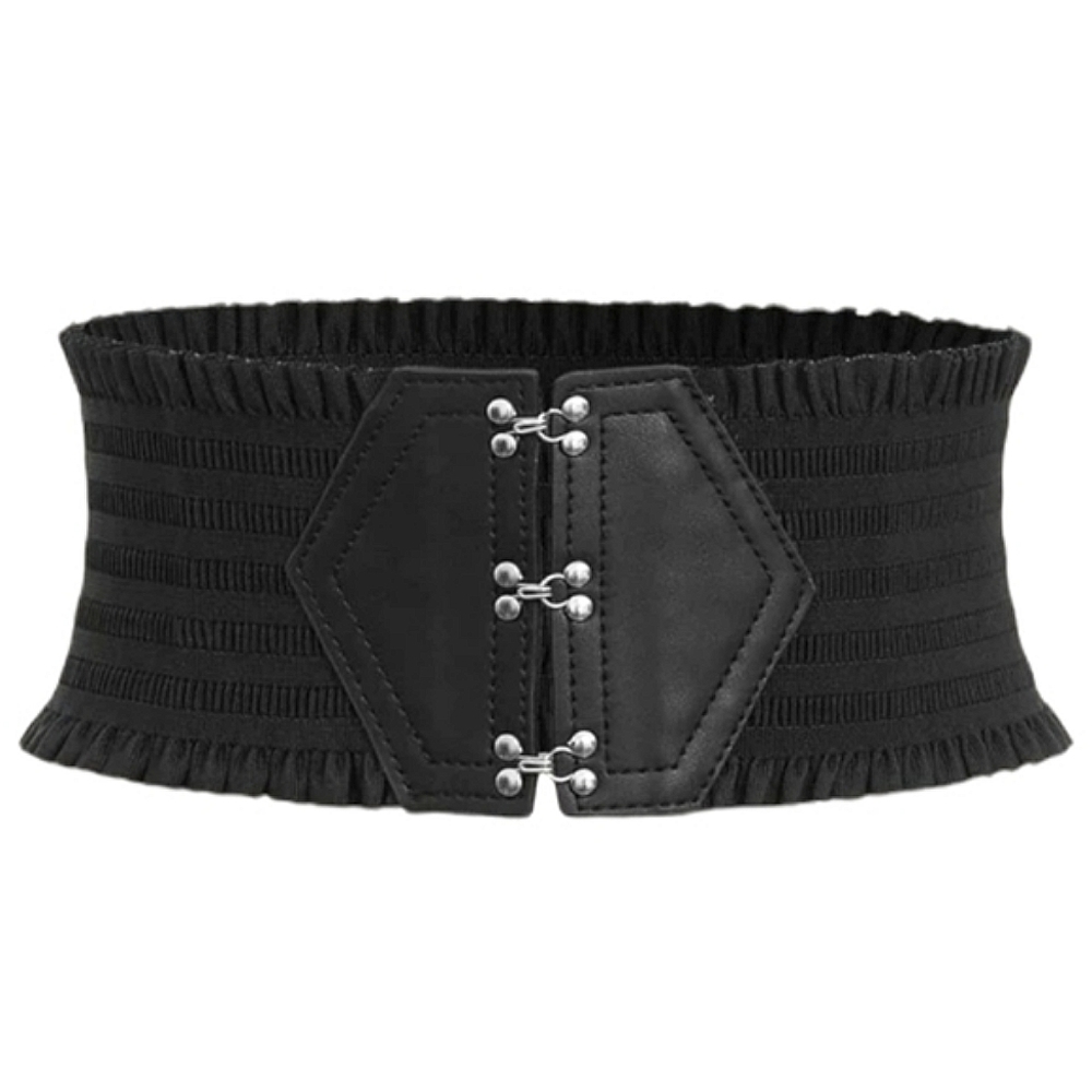 Black Stretchy Hook & Bar Closure Wide Width Belt